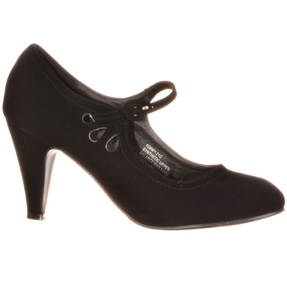 Chase + Chloe Shoes - NEW Vintage Pinup Maryjane Heels Velvety Black 7